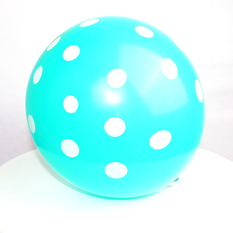 DOT-12-2P8-TIF | 12 Inch 2.8g Tiffany Blue Base White Dot Print Latex Balloons Wholesale | Low MOQ