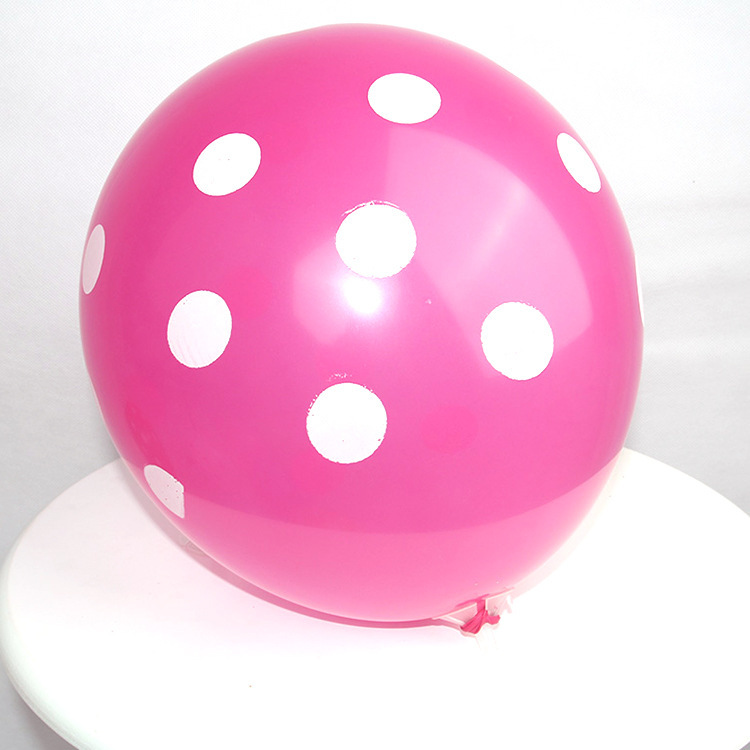 DOT-12-2P8-MAG | 12 Inch 2.8g Magenta Base White Dot Print Latex Balloons Wholesale | Low MOQ