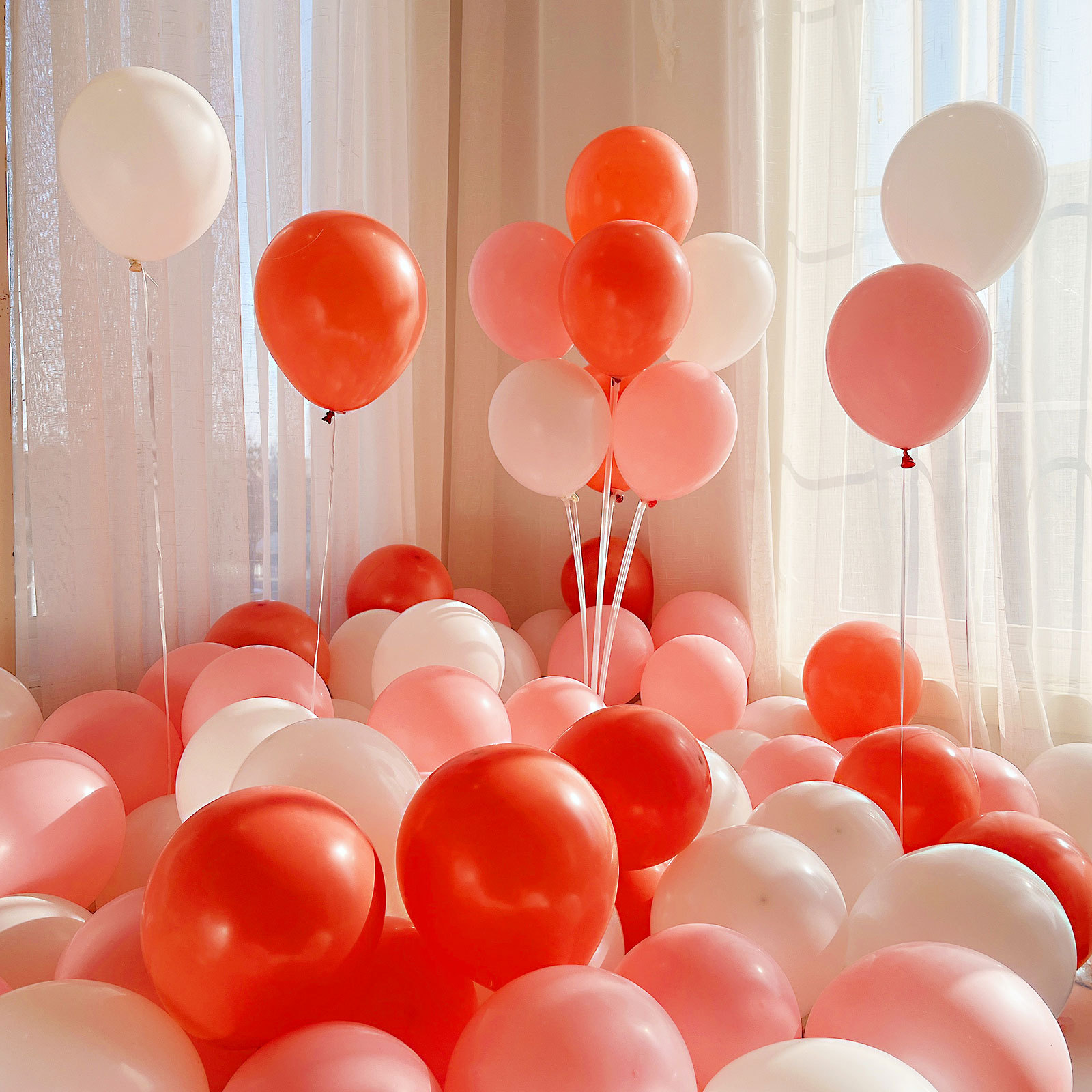 MIX-SET-076 | 10 Inch Pre-Mixed White Vintage Pink Macaron Pink Matte Latex Balloon Packs Wholesale | All Occasion Series | Low MOQ