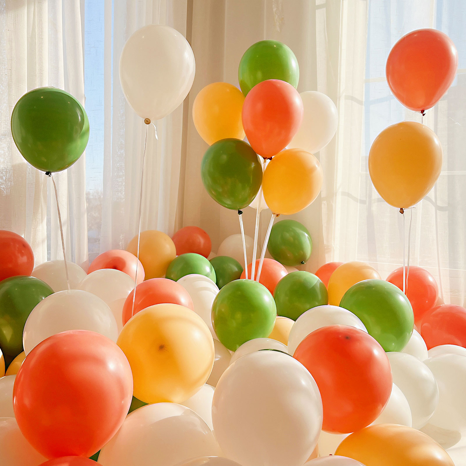 MIX-SET-079 | 10 Inch Pre-Mixed White Avocado Green Tea Yellow Vintage Pink Matte Latex Balloon Packs Wholesale | All Occasion Series | Low MOQ
