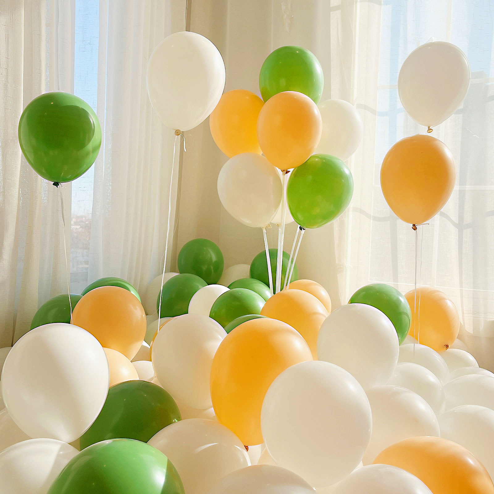 MIX-SET-085 | 10 Inch Pre-Mixed White Avocado Green Tea Yellow Matte Latex Balloon Packs Wholesale | All Occasion Series | Low MOQ