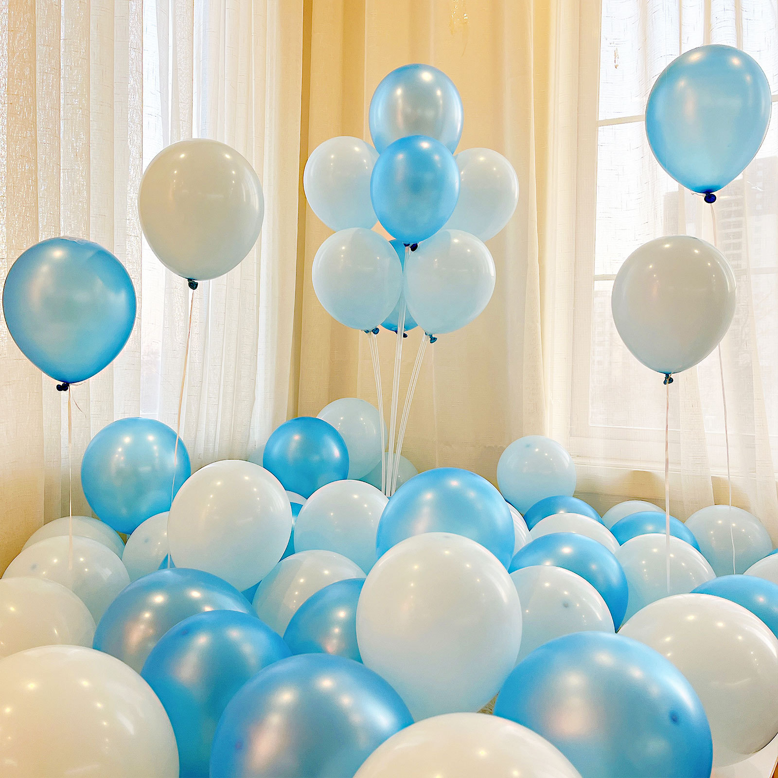 MIX-SET-083 | 10 Inch Pre-Mixed Macaron Blue Pearl Blue Matte Latex Balloon Packs Wholesale | All Occasion Series | Low MOQ