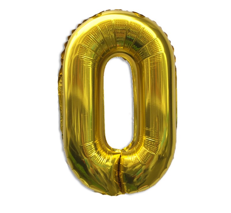 NUM-32-GLD-00 | 32 Inch Metallic Gold Foil Number 0 Balloon, Individual Pack Wholesale | Low MOQ
