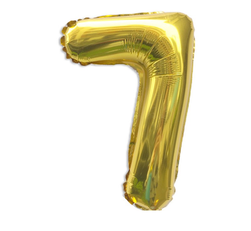 NUM-32-GLD-07 | 32 Inch Metallic Gold Foil Number 7 Balloon, Individual Pack Wholesale | Low MOQ