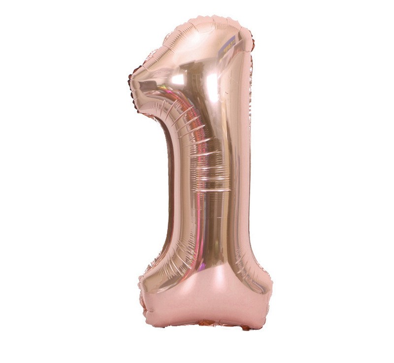 NUM-32-RSG-01 | 32 Inch Metallic Rose Gold Foil Number 1 Balloon, Individual Pack Wholesale | Low MOQ