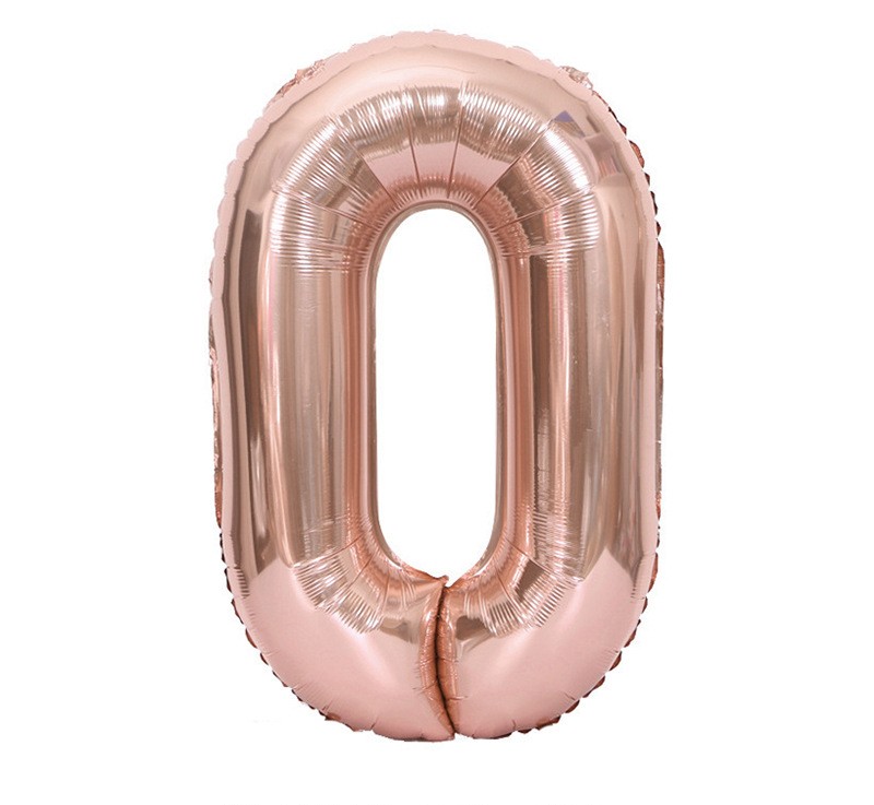 NUM-32-RSG-00 | 32 Inch Metallic Rose Gold Foil Number 0 Balloon, Individual Pack Wholesale | Low MOQ