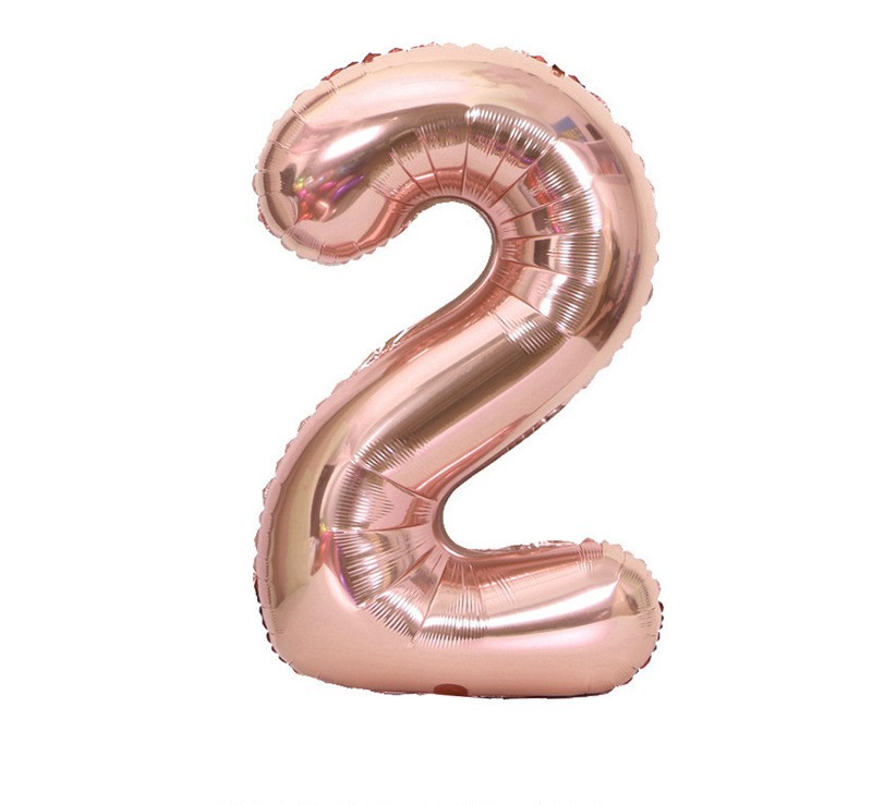 NUM-32-RSG-02 | 32 Inch Metallic Rose Gold Foil Number 2 Balloon, Individual Pack Wholesale | Low MOQ