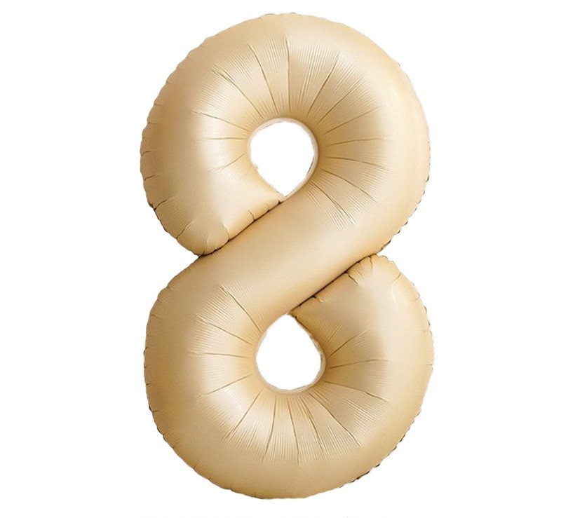 NUM-32-CAR-08 | 32 Inch Champagne Caramel Foil Number 8 Balloon, Individual Pack Wholesale | Low MOQ