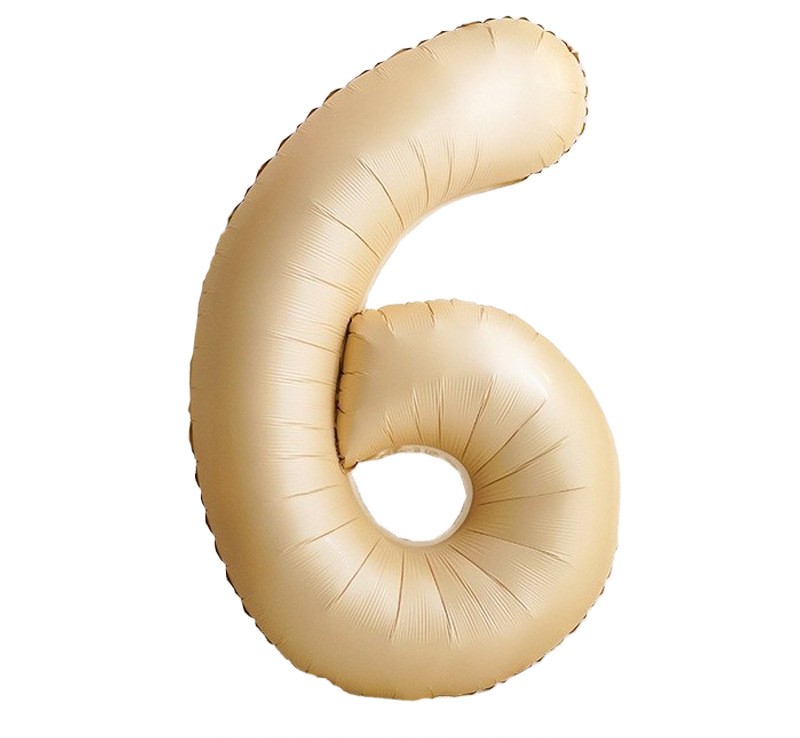 NUM-32-CAR-06 | 32 Inch Champagne Caramel Foil Number 6 Balloon, Individual Pack Wholesale | Low MOQ