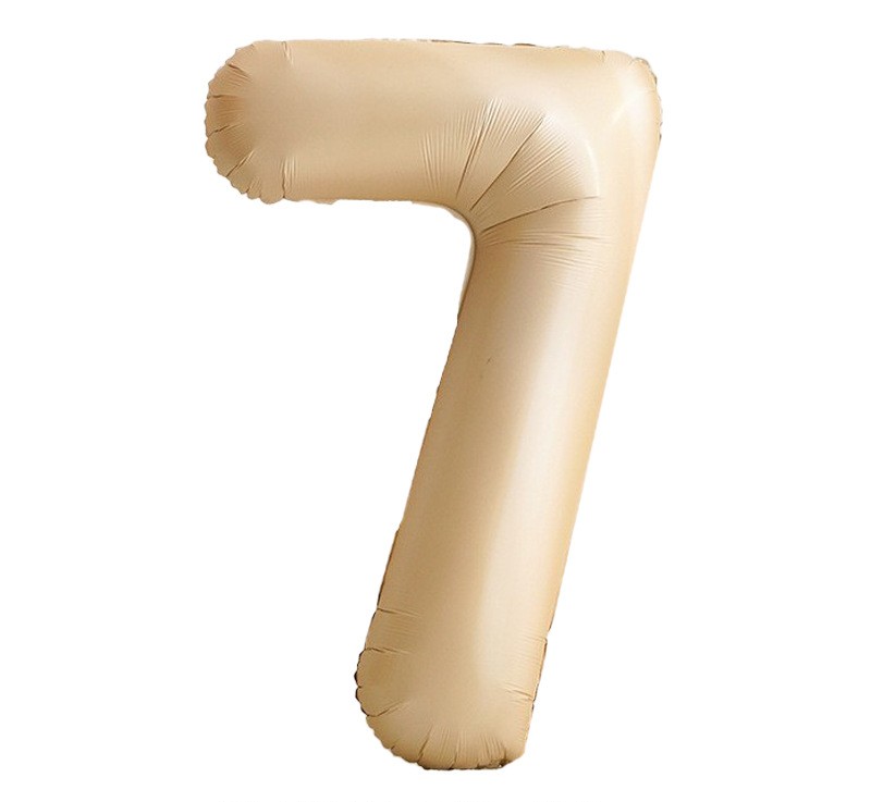 NUM-32-CAR-07 | 32 Inch Champagne Caramel Foil Number 7 Balloon, Individual Pack Wholesale | Low MOQ