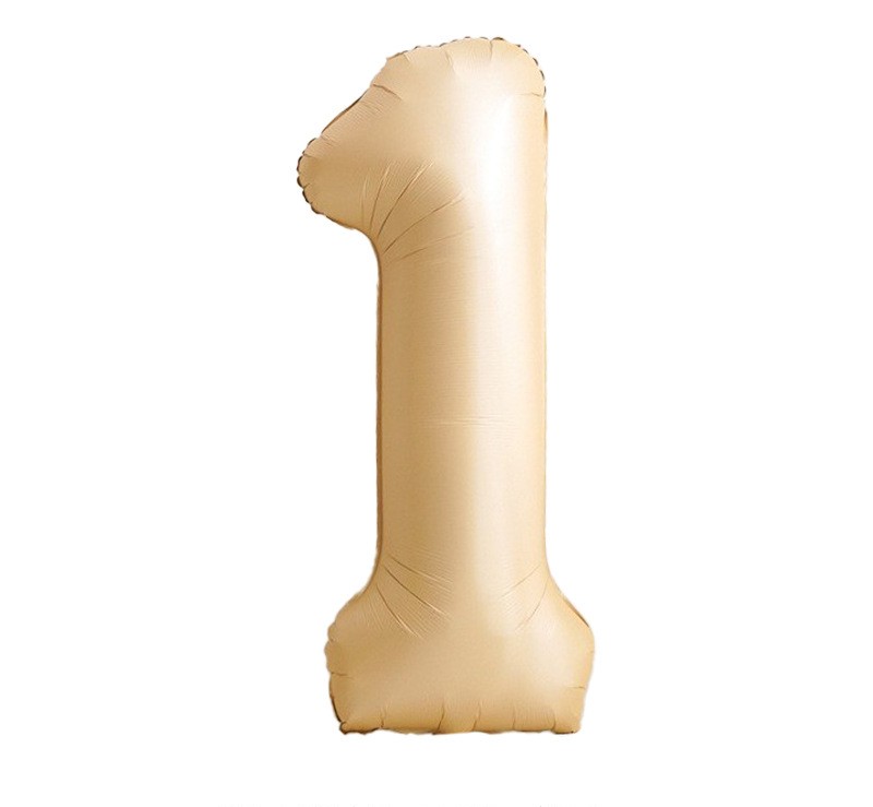 NUM-32-CAR-01 | 32 Inch Champagne Caramel Foil Number 1 Balloon, Individual Pack Wholesale | Low MOQ