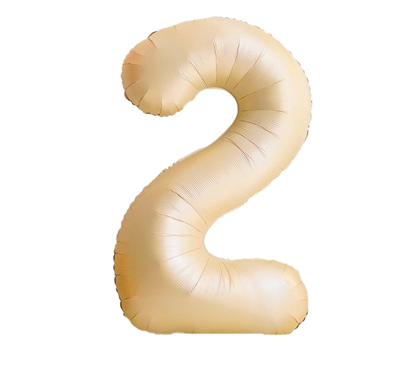 NUM-32-CAR-02 | 32 Inch Champagne Caramel Foil Number 2 Balloon, Individual Pack Wholesale | Low MOQ