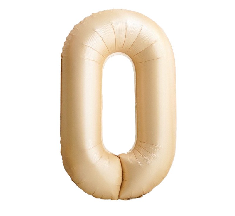 NUM-32-CAR-00 | 32 Inch Champagne Caramel Foil Number 0 Balloon, Individual Pack Wholesale | Low MOQ