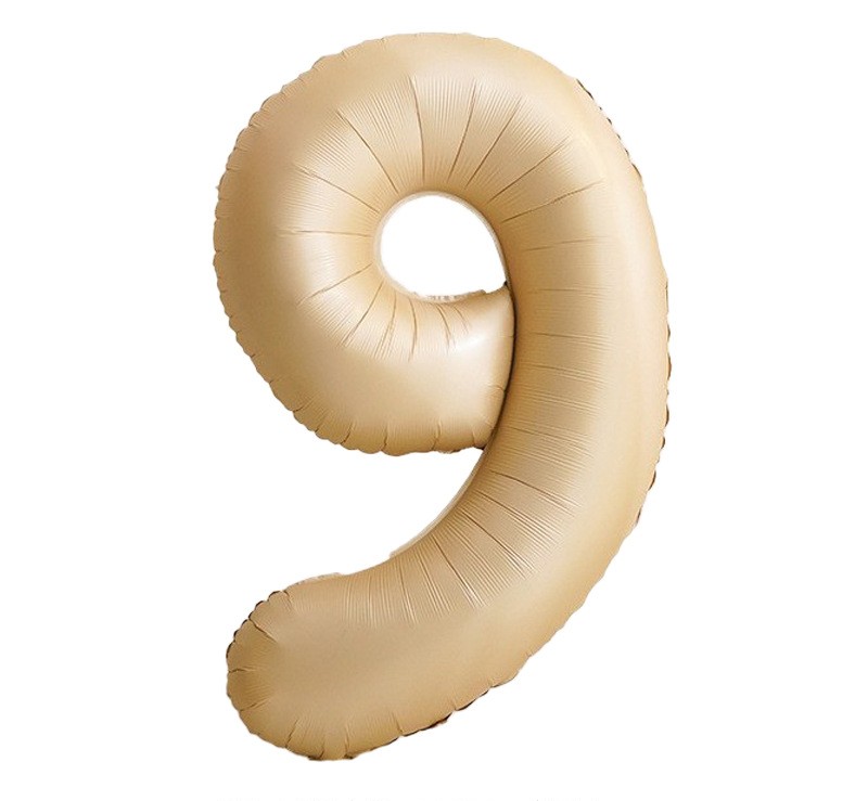 NUM-32-CAR-09 | 32 Inch Champagne Caramel Foil Number 9 Balloon, Individual Pack Wholesale | Low MOQ