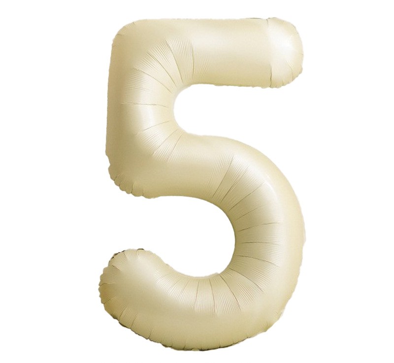 NUM-32-CRM-05 | 32 Inch Champagne Cream Foil Number 5 Balloon, Individual Pack Wholesale | Low MOQ
