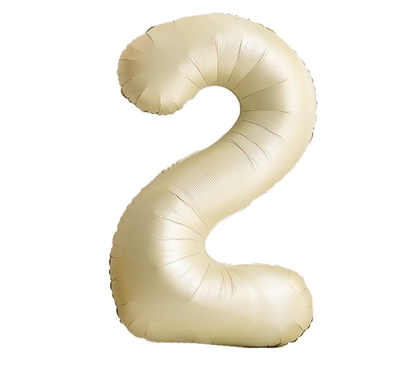 NUM-32-CRM-02 | 32 Inch Champagne Cream Foil Number 2 Balloon, Individual Pack Wholesale | Low MOQ