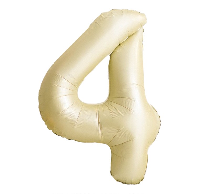 NUM-32-CRM-04 | 32 Inch Champagne Cream Foil Number 4 Balloon, Individual Pack Wholesale | Low MOQ