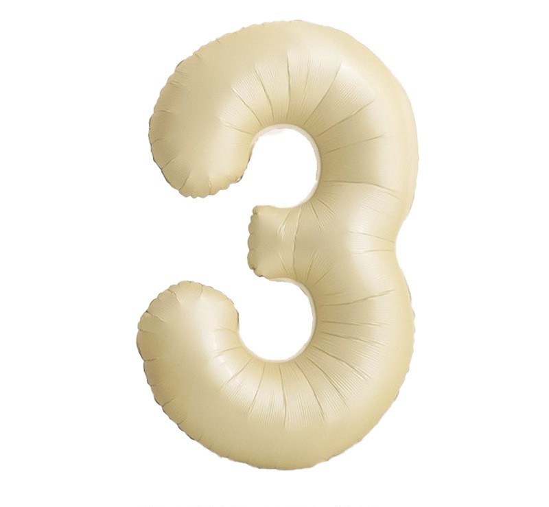 NUM-32-CRM-03 | 32 Inch Champagne Cream Foil Number 3 Balloon, Individual Pack Wholesale | Low MOQ