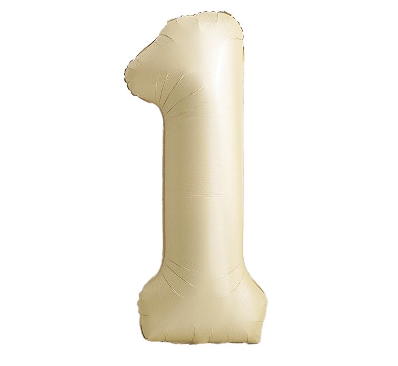 NUM-32-CRM-01 | 32 Inch Champagne Cream Foil Number 1 Balloon, Individual Pack Wholesale | Low MOQ
