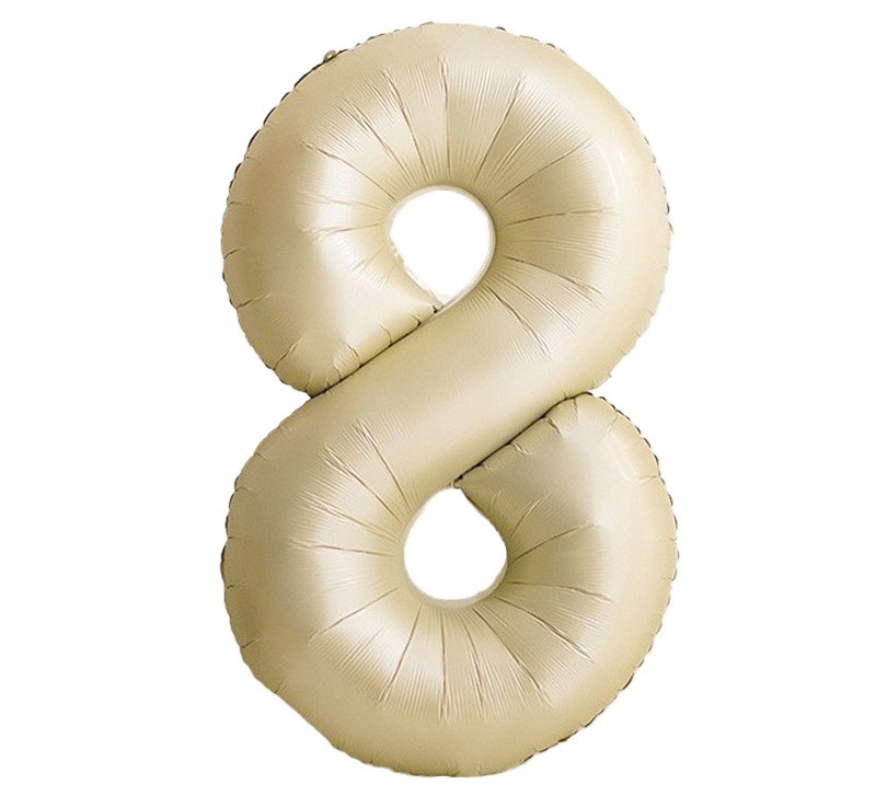 NUM-32-CRM-08 | 32 Inch Champagne Cream Foil Number 8 Balloon, Individual Pack Wholesale | Low MOQ