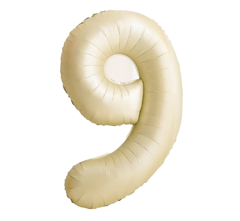 NUM-32-CRM-09 | 32 Inch Champagne Cream Foil Number 9 Balloon, Individual Pack Wholesale | Low MOQ