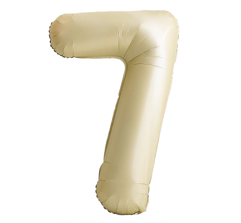 NUM-32-CRM-07 | 32 Inch Champagne Cream Foil Number 7 Balloon, Individual Pack Wholesale | Low MOQ