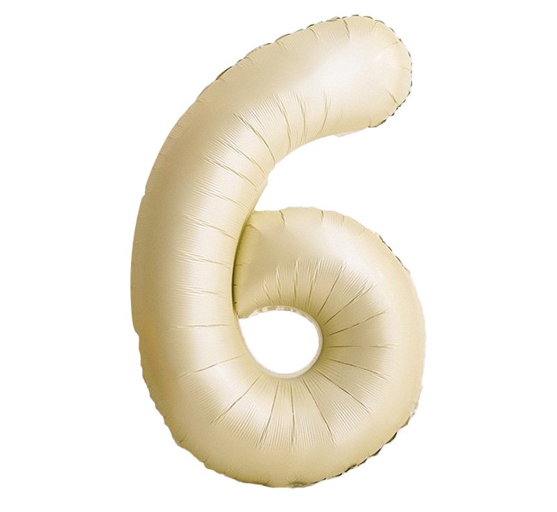 NUM-32-CRM-06 | 32 Inch Champagne Cream Foil Number 6 Balloon, Individual Pack Wholesale | Low MOQ