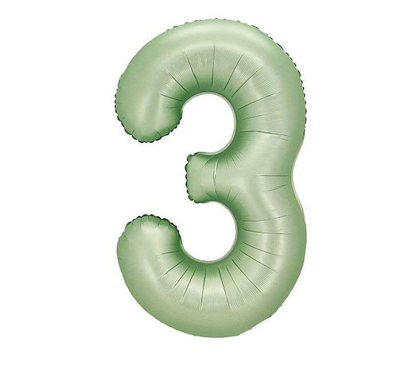 NUM-32-OLV-03 | 32 Inch Olive Green Foil Number 3 Balloon, Individual Pack Wholesale | Low MOQ