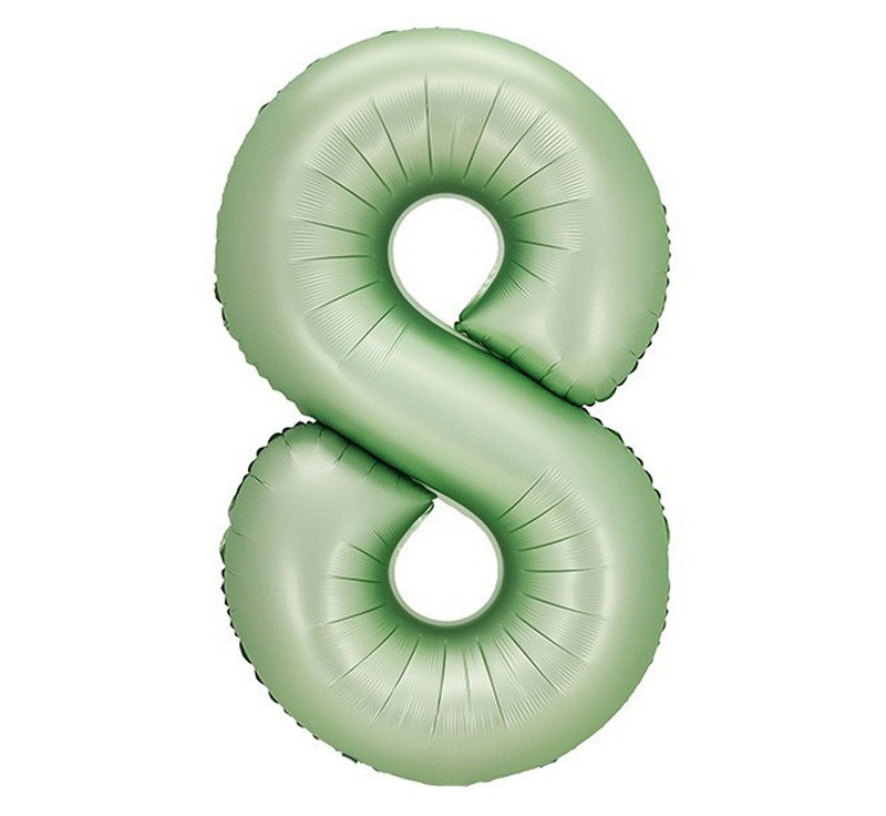 NUM-32-OLV-08 | 32 Inch Olive Green Foil Number 8 Balloon, Individual Pack Wholesale | Low MOQ
