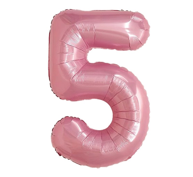 NUM-32-PNK-05 | 32 Inch Pink Foil Number 5 Balloon, Individual Pack Wholesale | Low MOQ
