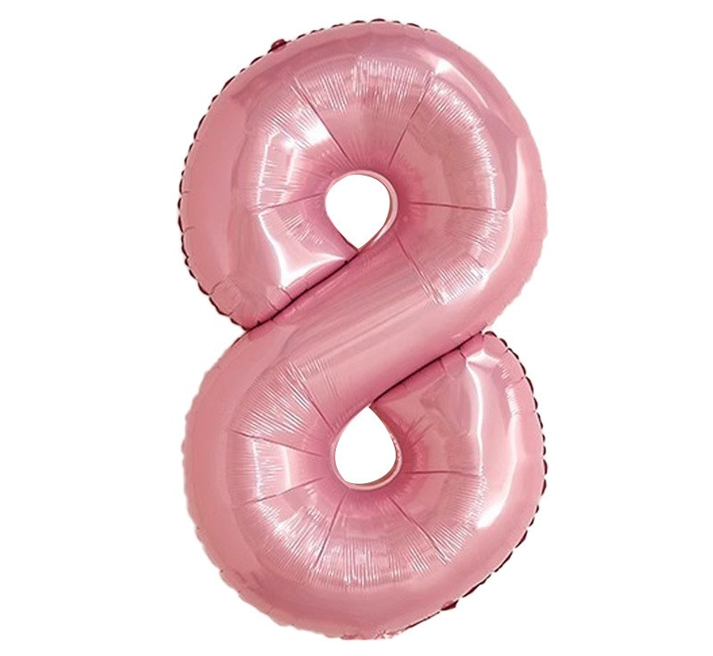 NUM-32-PNK-08 | 32 Inch Pink Foil Number 8 Balloon, Individual Pack Wholesale | Low MOQ