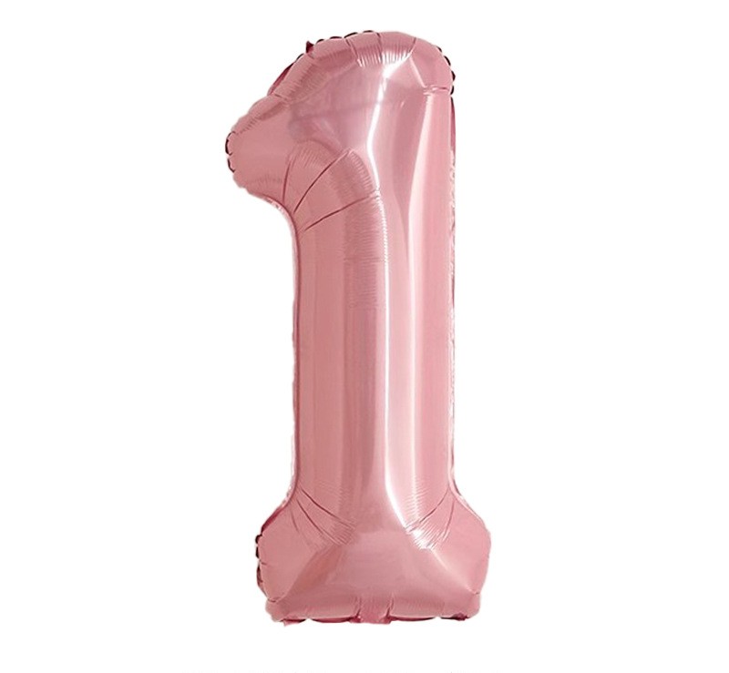 NUM-32-PNK-01 | 32 Inch Pink Foil Number 1 Balloon, Individual Pack Wholesale | Low MOQ