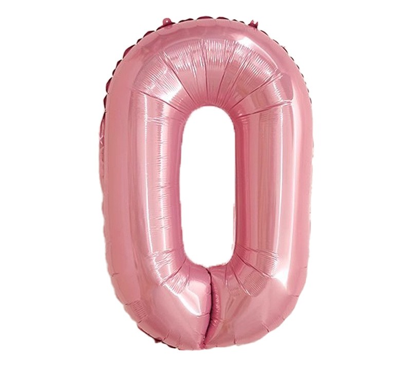 NUM-32-PNK-00 | 32 Inch Pink Foil Number 0 Balloon, Individual Pack Wholesale | Low MOQ