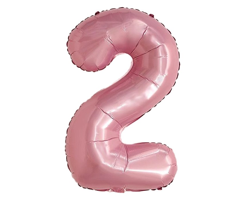 NUM-32-PNK-02 | 32 Inch Pink Foil Number 2 Balloon, Individual Pack Wholesale | Low MOQ