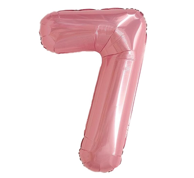 NUM-32-PNK-07 | 32 Inch Pink Foil Number 7 Balloon, Individual Pack Wholesale | Low MOQ