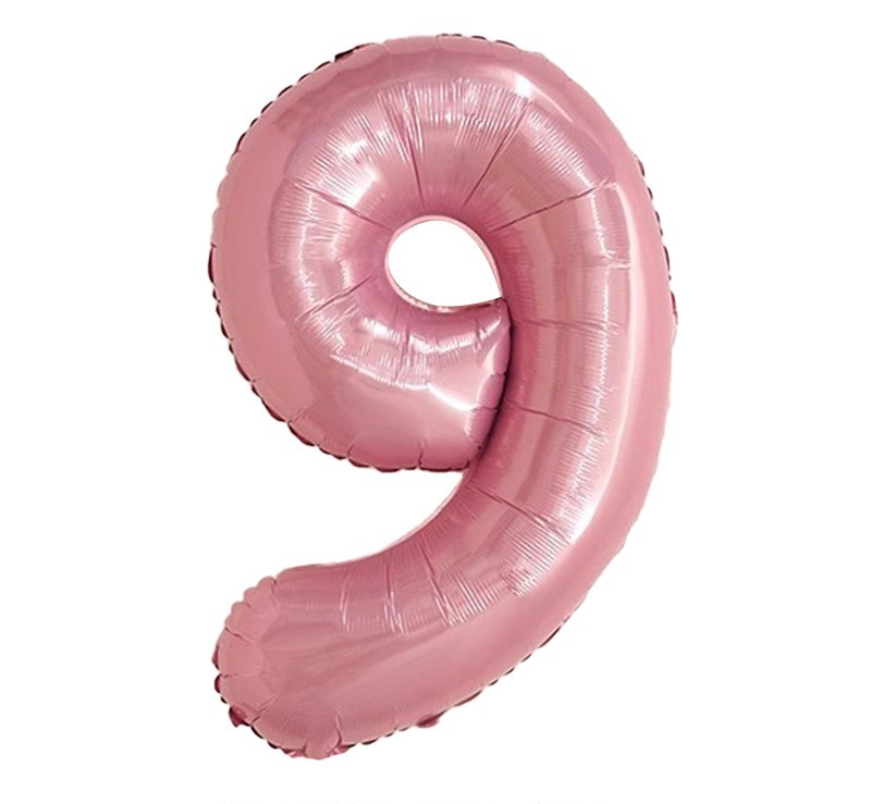 NUM-32-PNK-09 | 32 Inch Pink Foil Number 9 Balloon, Individual Pack Wholesale | Low MOQ