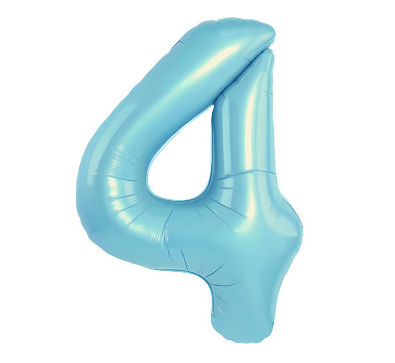 NUM-32-BLU-04 | 32 Inch Blue Foil Number 4 Balloon, Individual Pack Wholesale | Low MOQ