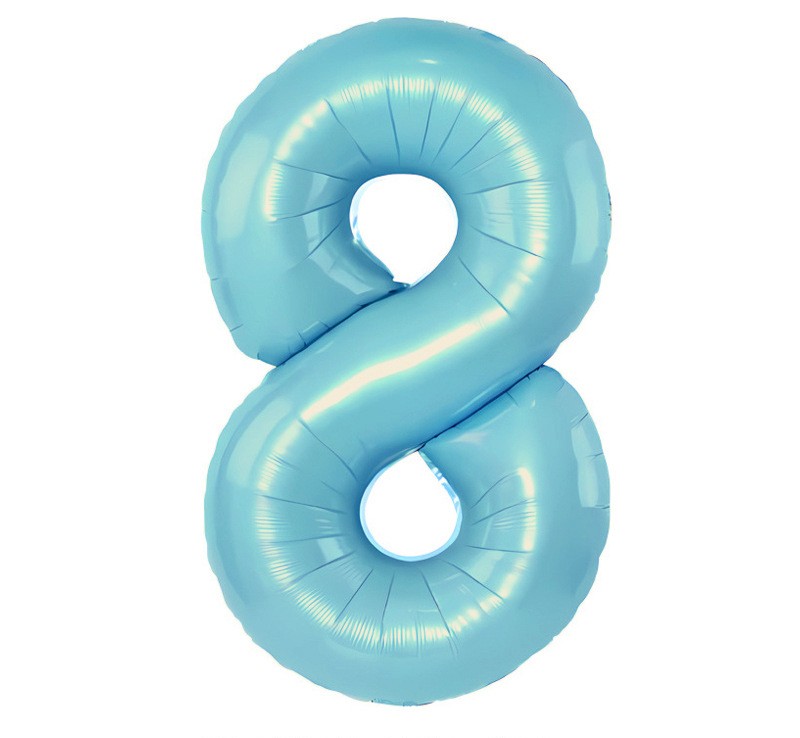 NUM-32-BLU-08 | 32 Inch Blue Foil Number 8 Balloon, Individual Pack Wholesale | Low MOQ