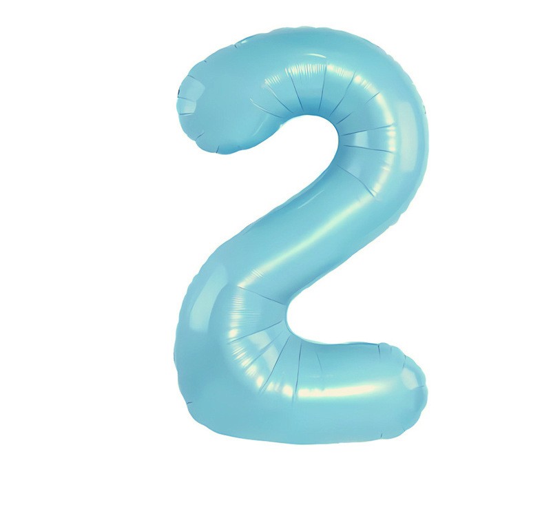NUM-32-BLU-02 | 32 Inch Blue Foil Number 2 Balloon, Individual Pack Wholesale | Low MOQ