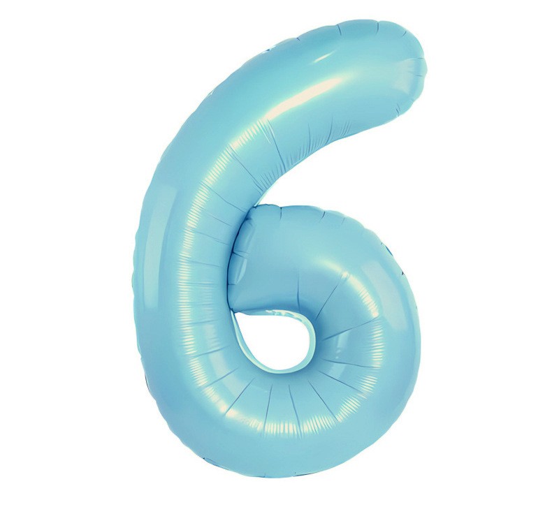 NUM-32-BLU-06 | 32 Inch Blue Foil Number 6 Balloon, Individual Pack Wholesale | Low MOQ