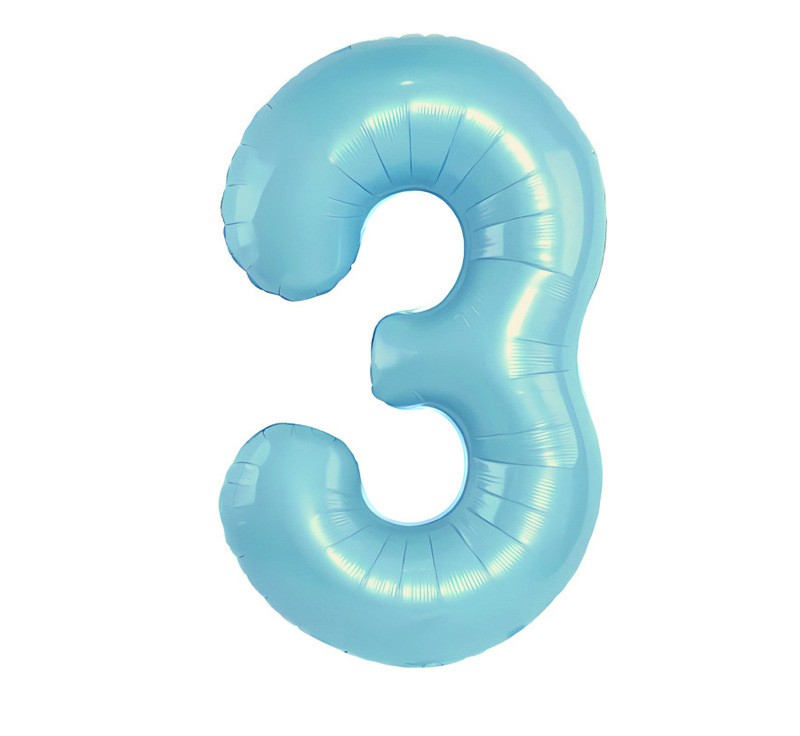 NUM-32-BLU-03 | 32 Inch Blue Foil Number 3 Balloon, Individual Pack Wholesale | Low MOQ