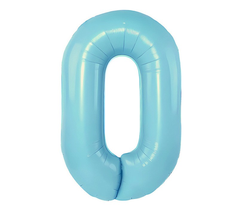 NUM-32-BLU-00 | 32 Inch Blue Foil Number 0 Balloon, Individual Pack Wholesale | Low MOQ