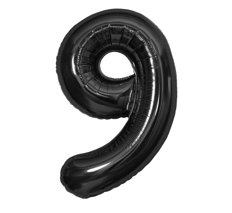NUM-32-BLK-09 | 32 Inch Black Foil Number 9 Balloon, Individual Pack Wholesale | Low MOQ