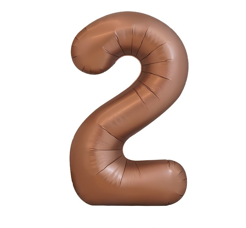 NUM-32-CHO-02 | 32 Inch Chocolate Foil Number 2 Balloon, Individual Pack Wholesale | Low MOQ