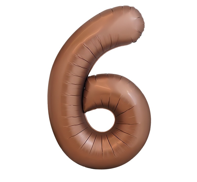 NUM-32-CHO-06 | 32 Inch Chocolate Foil Number 6 Balloon, Individual Pack Wholesale | Low MOQ