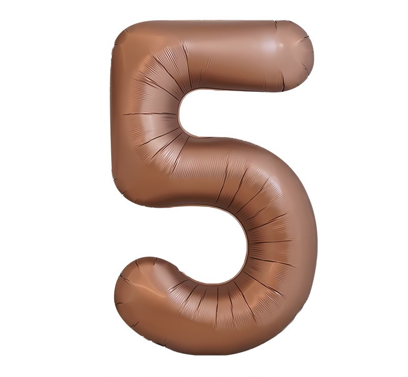 NUM-32-CHO-05 | 32 Inch Chocolate Foil Number 5 Balloon, Individual Pack Wholesale | Low MOQ