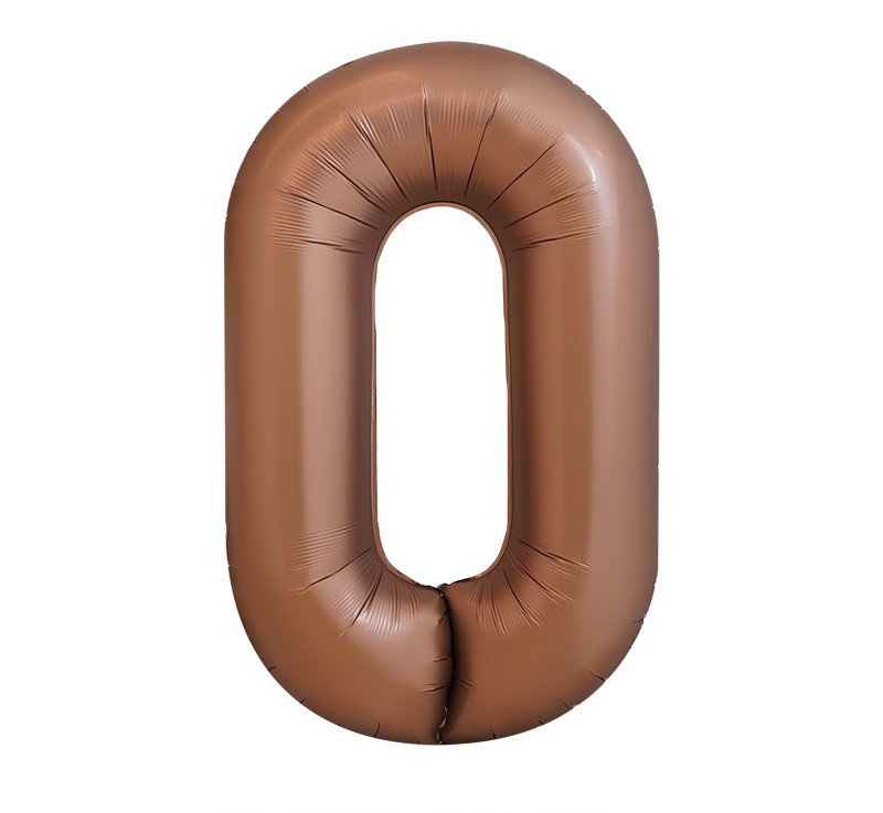 NUM-32-CHO-00 | 32 Inch Chocolate Foil Number 0 Balloon, Individual Pack Wholesale | Low MOQ