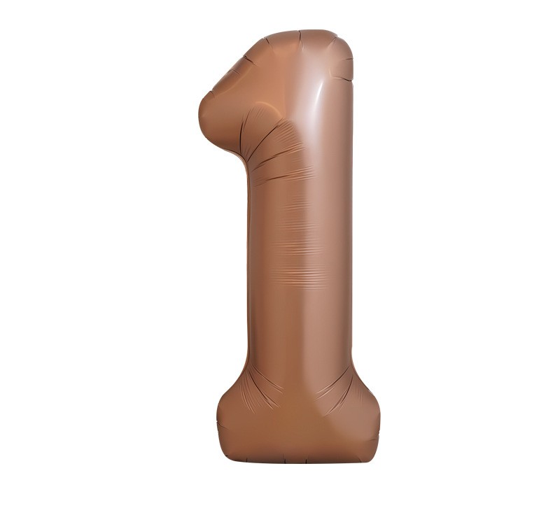 NUM-32-CHO-01 | 32 Inch Chocolate Foil Number 1 Balloon, Individual Pack Wholesale | Low MOQ
