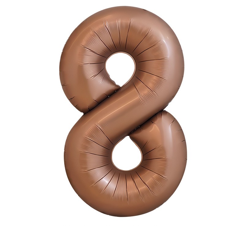 NUM-32-CHO-08 | 32 Inch Chocolate Foil Number 8 Balloon, Individual Pack Wholesale | Low MOQ