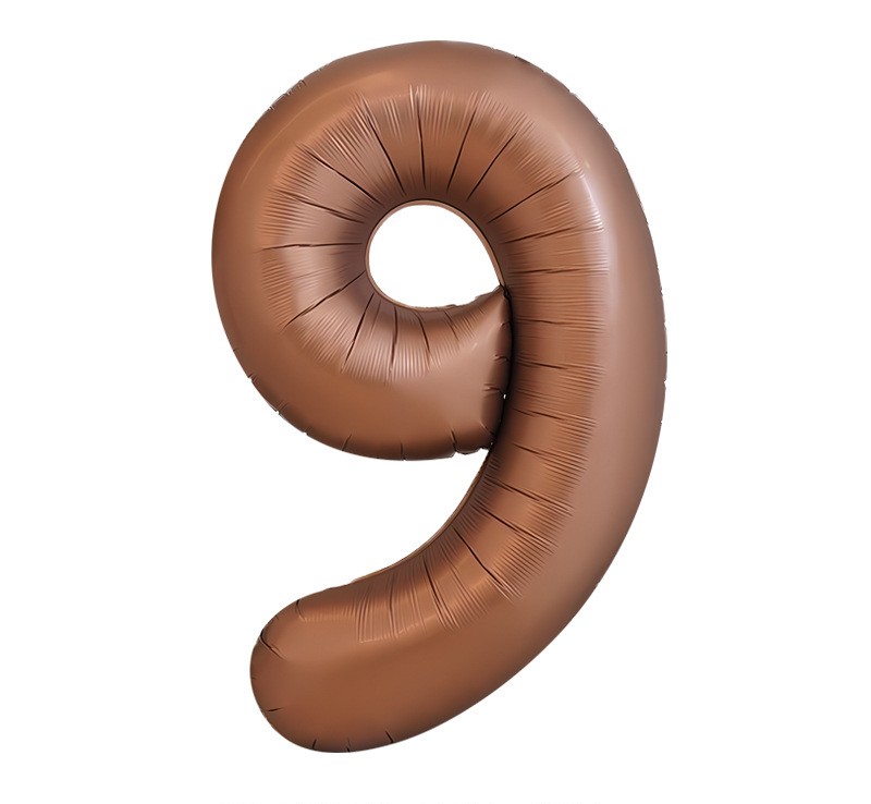 NUM-32-CHO-09 | 32 Inch Chocolate Foil Number 9 Balloon, Individual Pack Wholesale | Low MOQ